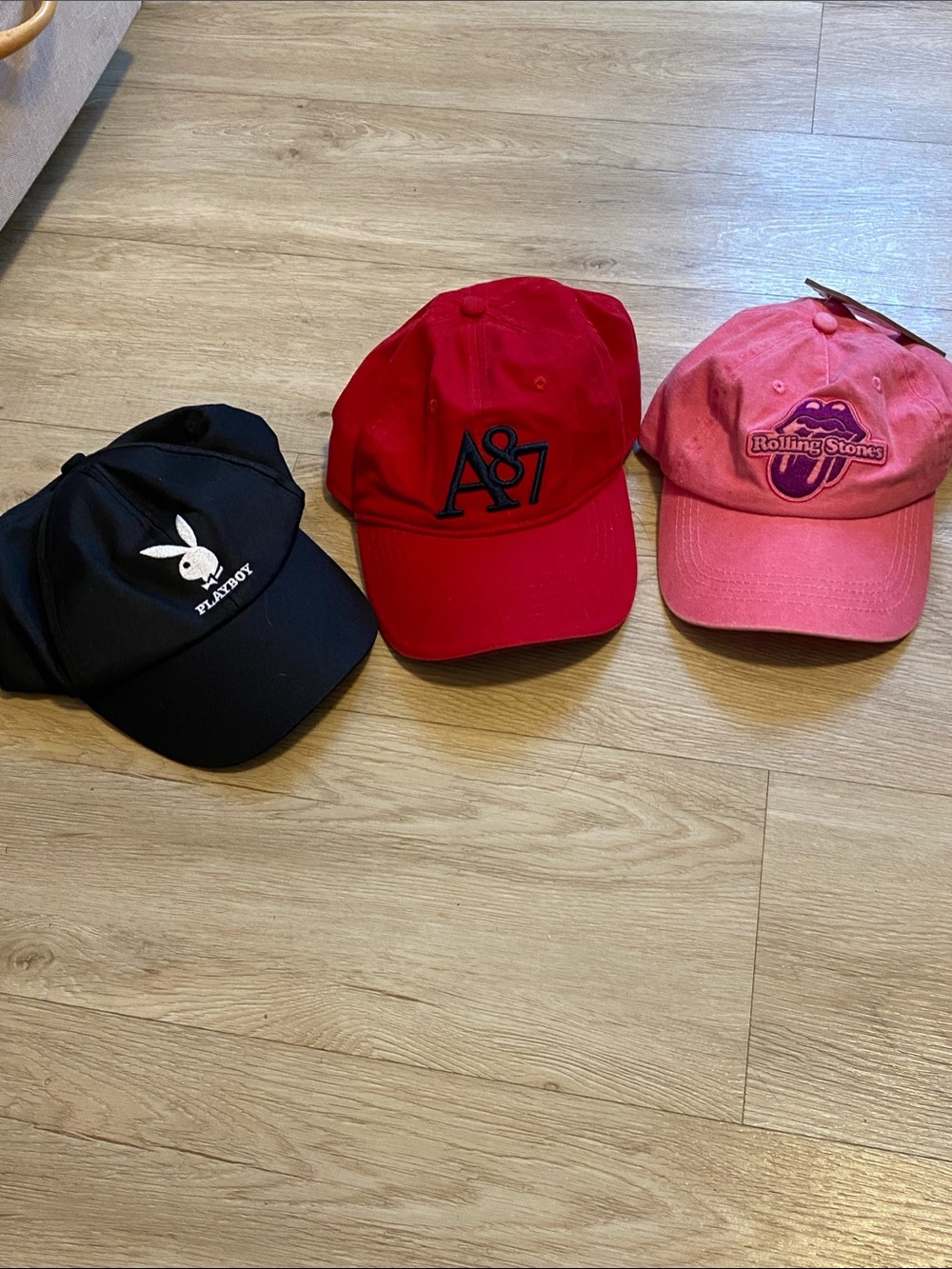 Bundle of 3 Snapback Hats: Playboy, Rolling Stones, Aeropostale